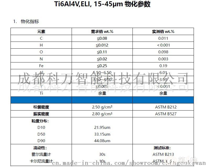 3DӡƷ|(zh) ⁺Ͻ Ti6Al4V,ELI,15-45um